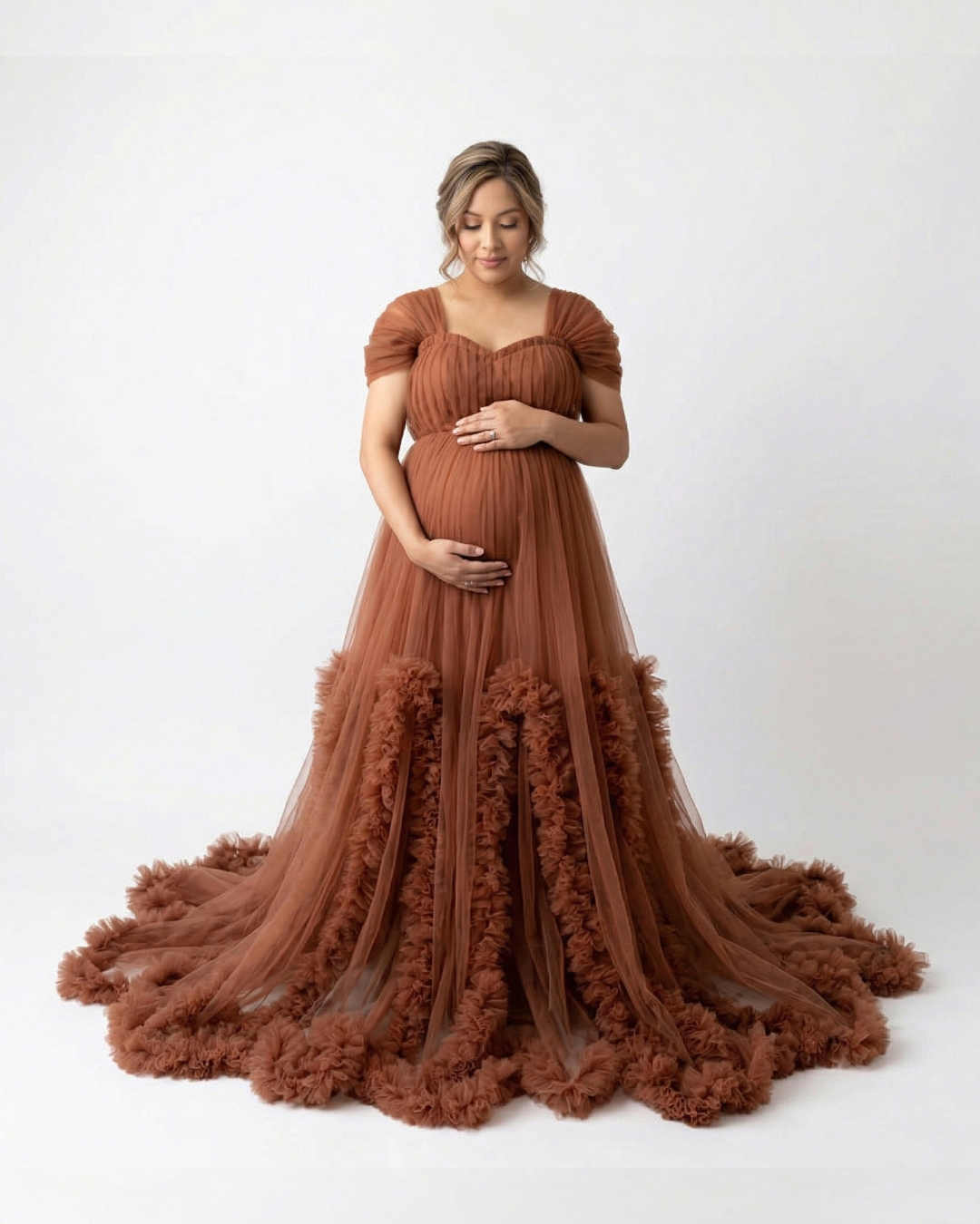 Brown Ruffeled Gown